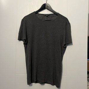 John Varvatos Linen T-Shirt in green/teal/grey